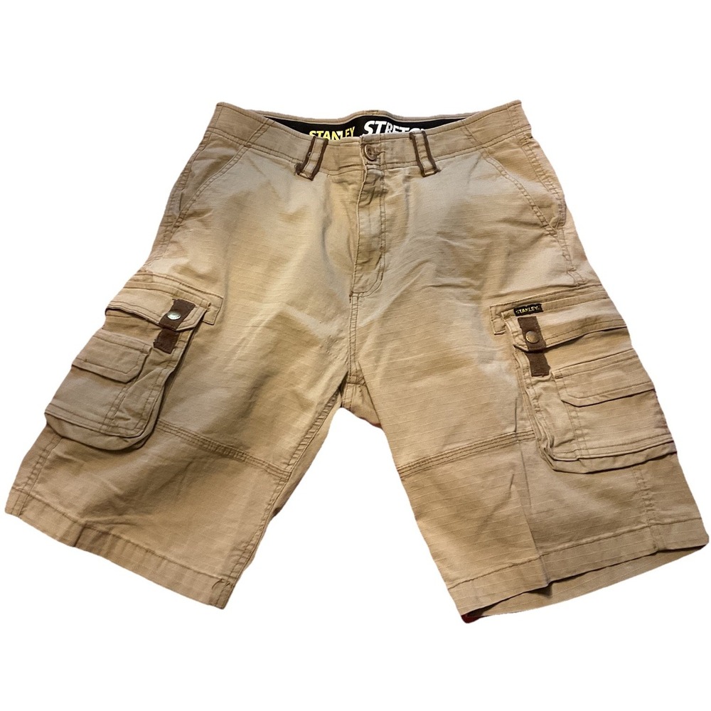 Stanley Men's Sz: 32 Workwear Stretch Tan Brown Khaki‎ Safari Cargo Shorts